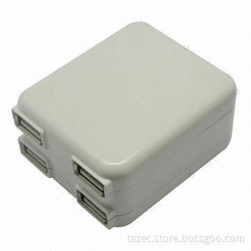 4-port USB Wall Charger with 110 to 240V AC Input Voltage